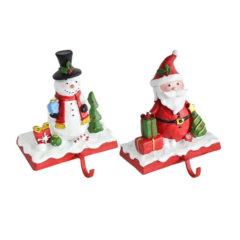 

Resin Snowman Stocking Stand for Christmas Decors Mantle Hanger Holiday Charm T21C