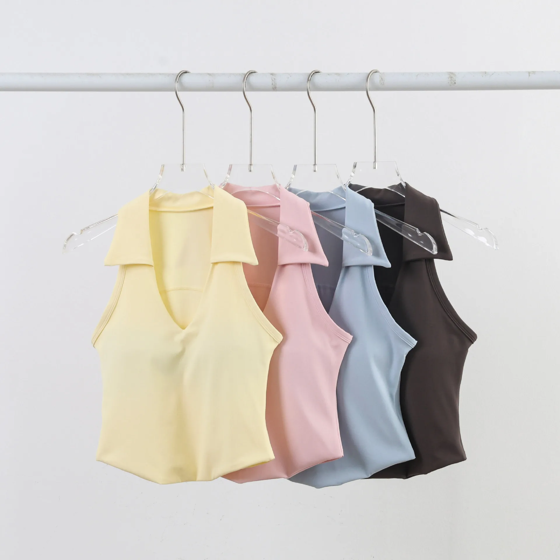 2026 New Style Turtleneck Yoga Vest Breathable Nude-Feeling Tight-Fitting Back Design Outdoor Sports Running Fitness Women's Top view 5