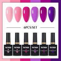 Parkson Pink Purple Gel Polish Set 6 Color Soak Off  Nude UV LED Nail Art 6 Bottle Gel Varnish Hybrid Manicure 12ml Lacquers Kit