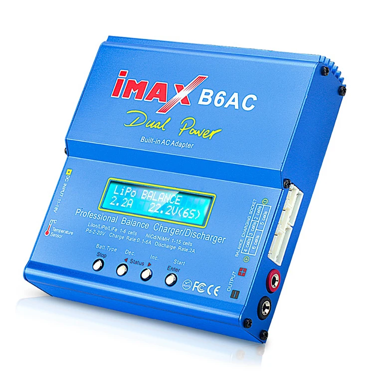 IMAX B6AC RC Charger 80W 6A 2-6S Balance Charger Digital LCD Screen Li-ion LiFe Nimh Nicd Discharger Lipo Battery