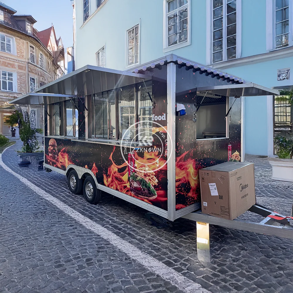 Rimorchio per alimenti per barbecue Carrello per alimenti standard americano completamente attrezzato Chiosco per pizza Rimorchio per catering Carrello per alimenti da cucina mobile