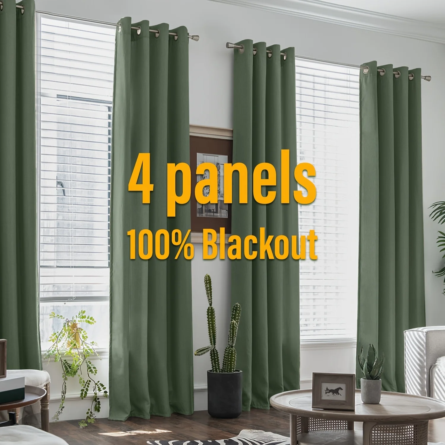 

JINCHAN 4 Panels Set 100% Blackout Curtains Living Room Bedroom Linen Textured Curtain Thermal Insulated Room Darkening Drapes