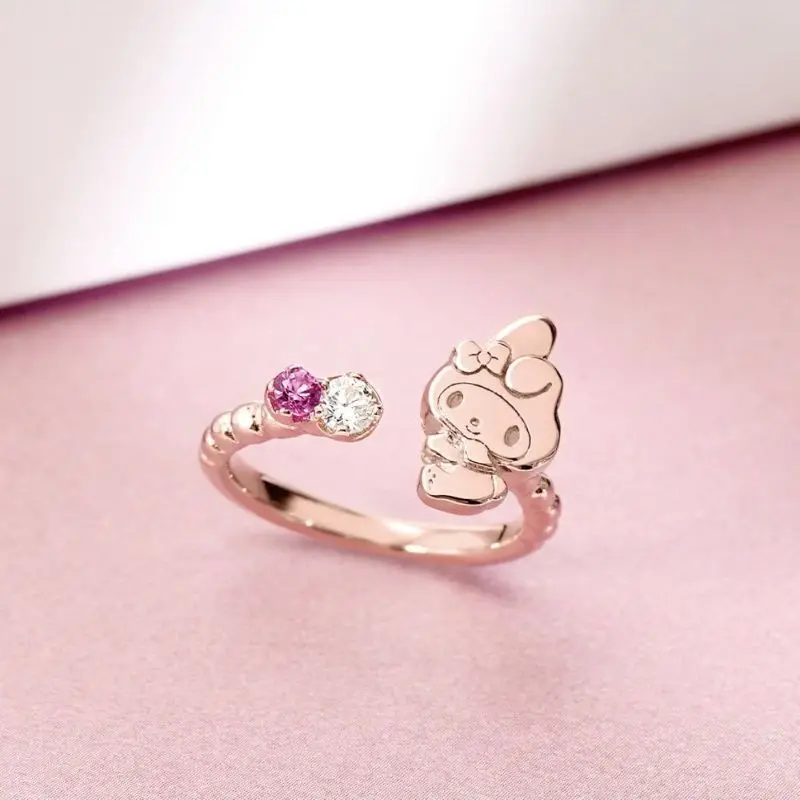Anel Ajustável de Desenho Animado Fofo com Design de Gato Kawaii, Joia de Dedo Aberto, Acessório de Moda para Mulheres e Adolescentes, Presente para Uso Diário