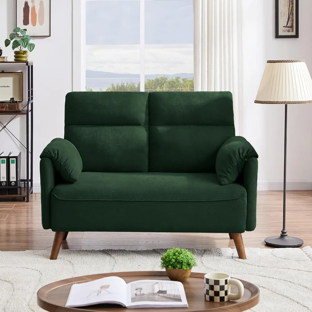 

Sofa with 2 Seats, Love Seat with Back Cushions and Wood Legs, Sofa with 2 Seats