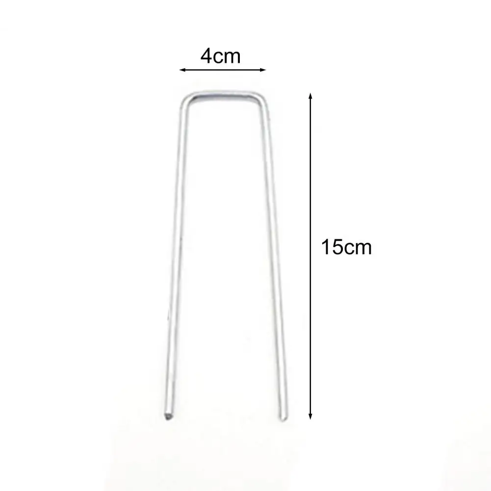 Galvanized Steel Garden Stakes 10pcs Galvanized Steel U-shaped Floor Nails High Strength Garden Mulch Securing Accessories