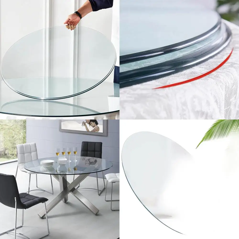 

30-дюймовая круглая столешница из толстого прозрачного закаленного стекла с полированными краями для защиты столешницы