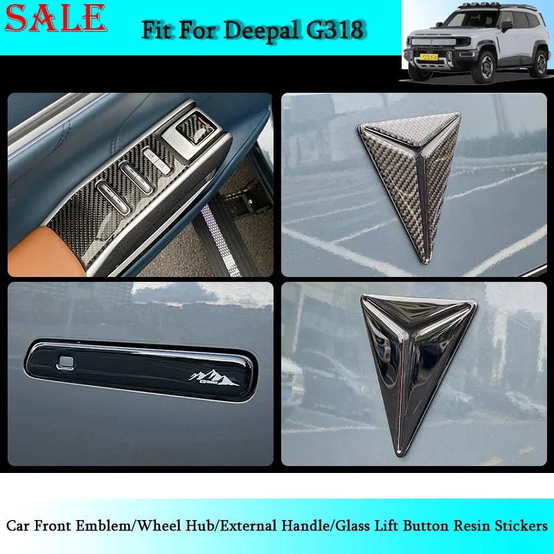Fit for Deepal G318 Car Front Emblem/Wheel Hub/External Handle/Glass Lift Button Resin Stickers Car Decoration Accessories