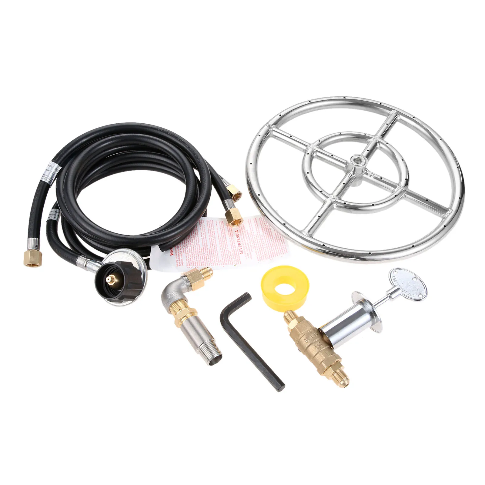 Propane Burner Kit Control System Regulator Brass Control Valve for Outdoor Fire Pit Fireplace with 12\