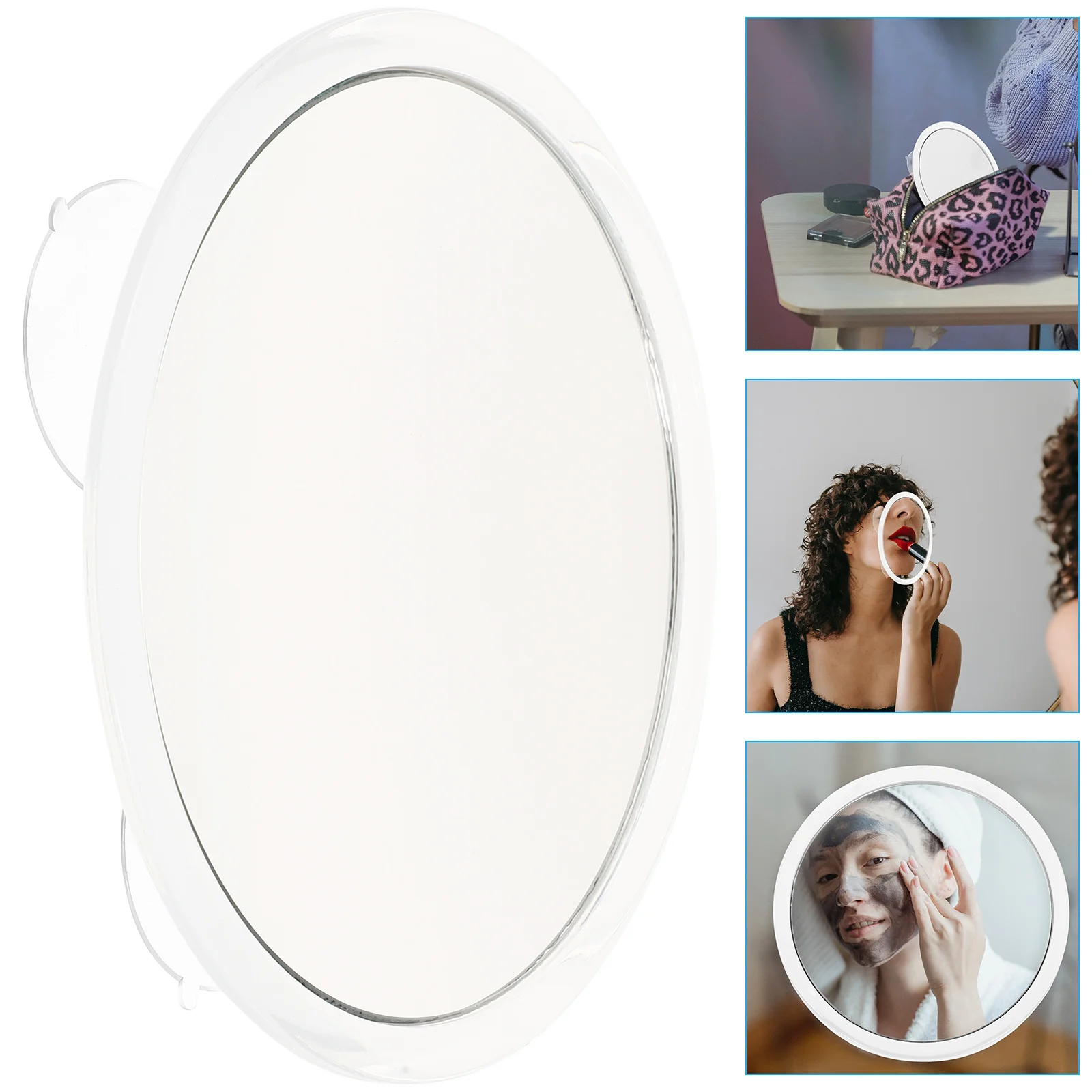 Single Side Nail-Free Magnifying Makeup Mirror 15x Round Suction Cup Compact Mirror Portable Travel Vanity