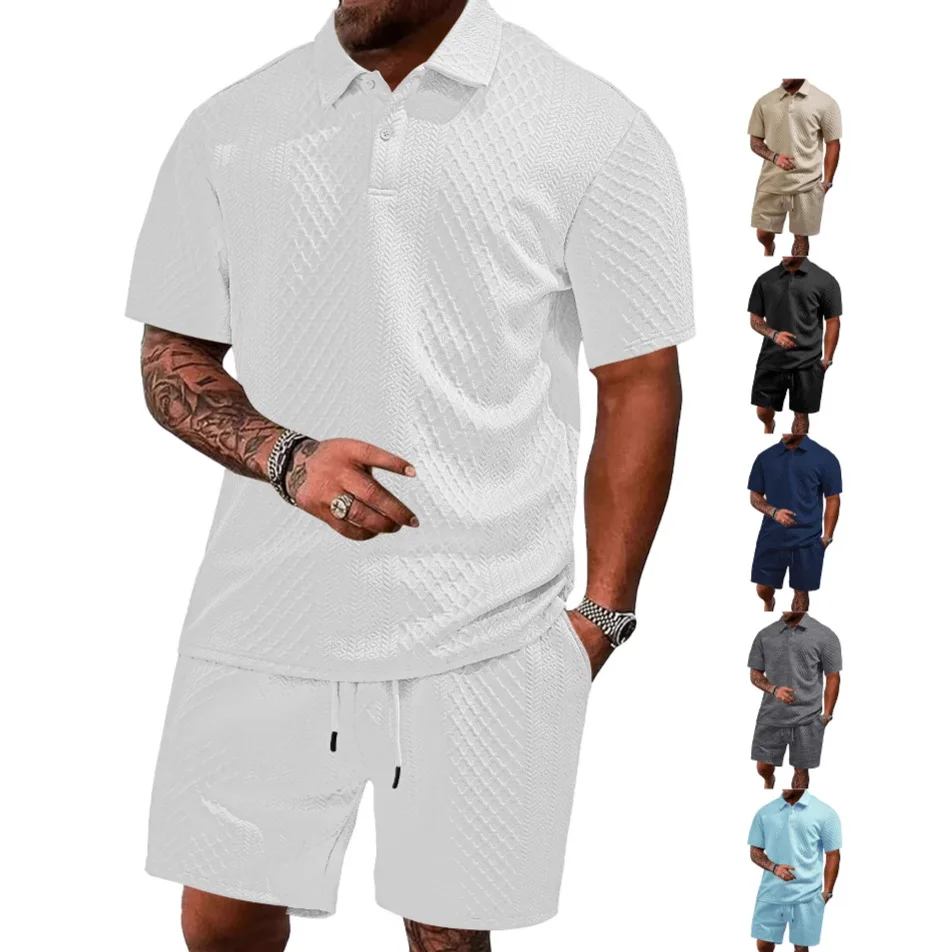 Men's Summer European and American New Casual Sports Thin Lapel POLO Shirt Short-sleeved Suit