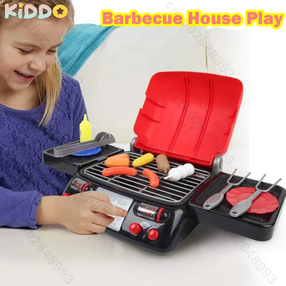 محاكاة المطبخ الشواء منزل اللعب فرن الشواء الكهربائي التظاهر اللعب الغذاء شواء مجموعة تعليمية لعب دور الاطفال هدايا عيد الميلاد
