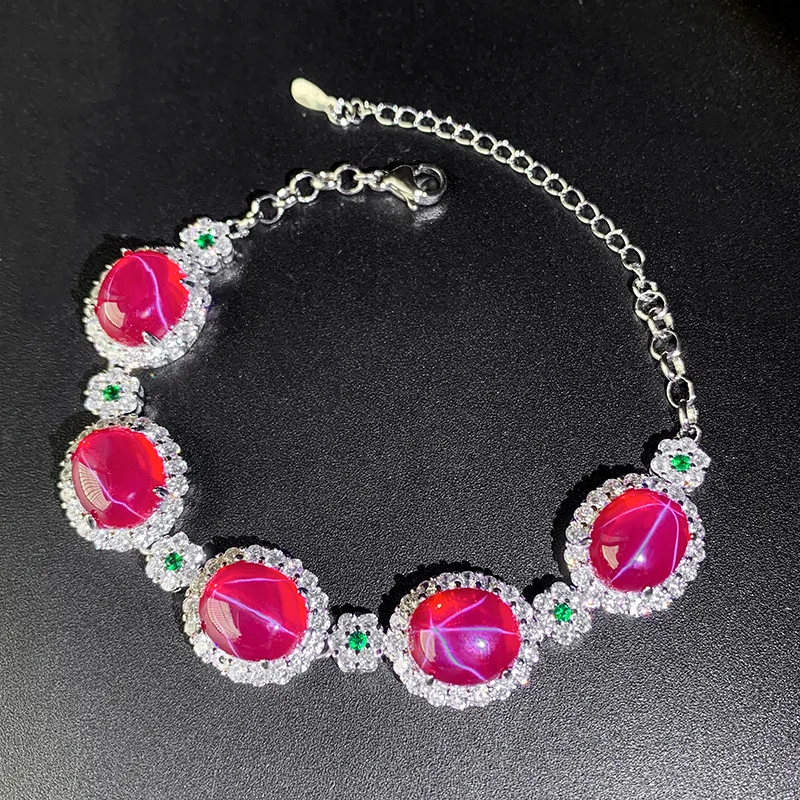 Jewelry Fluorescent Red Corundum Six-Pointed Star Light Bracelet Female 10*12