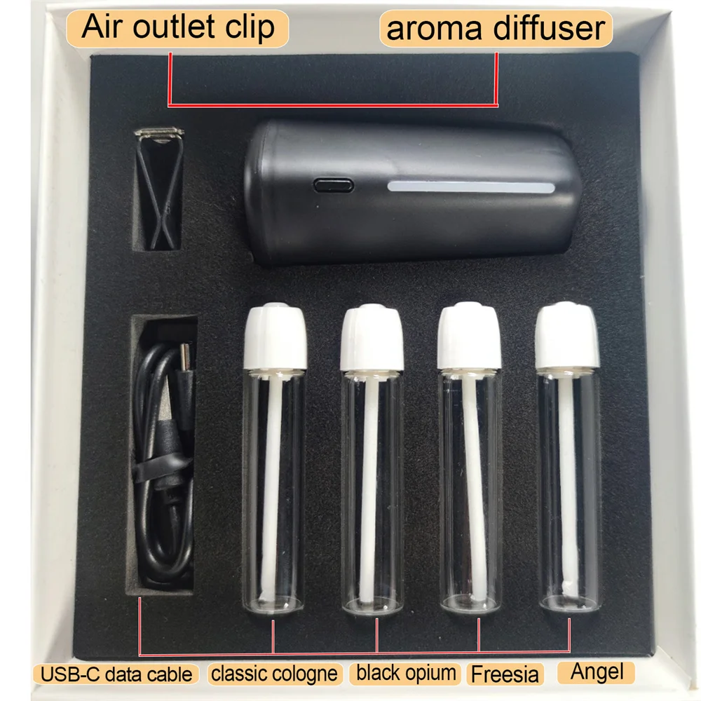 Waterless Essential Oil Aromatherapy Diffuser Office Desktop Portable Electric for Spa Home Mini Car Spray Timing 9 LED Lights