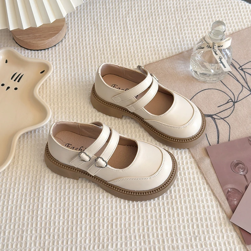 

Girls Mary Jane Shoes Retro British Style Children's Round Toe Thick Soled Leather Shoes Soft Bottom Fashion Kids Princess Shoes