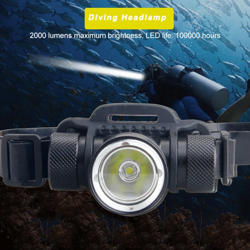 

Waterproof Diving Headlamp Detachable Head Torch 100M Depth USB Rechargeable Headlight 3 Light Modes Lantern