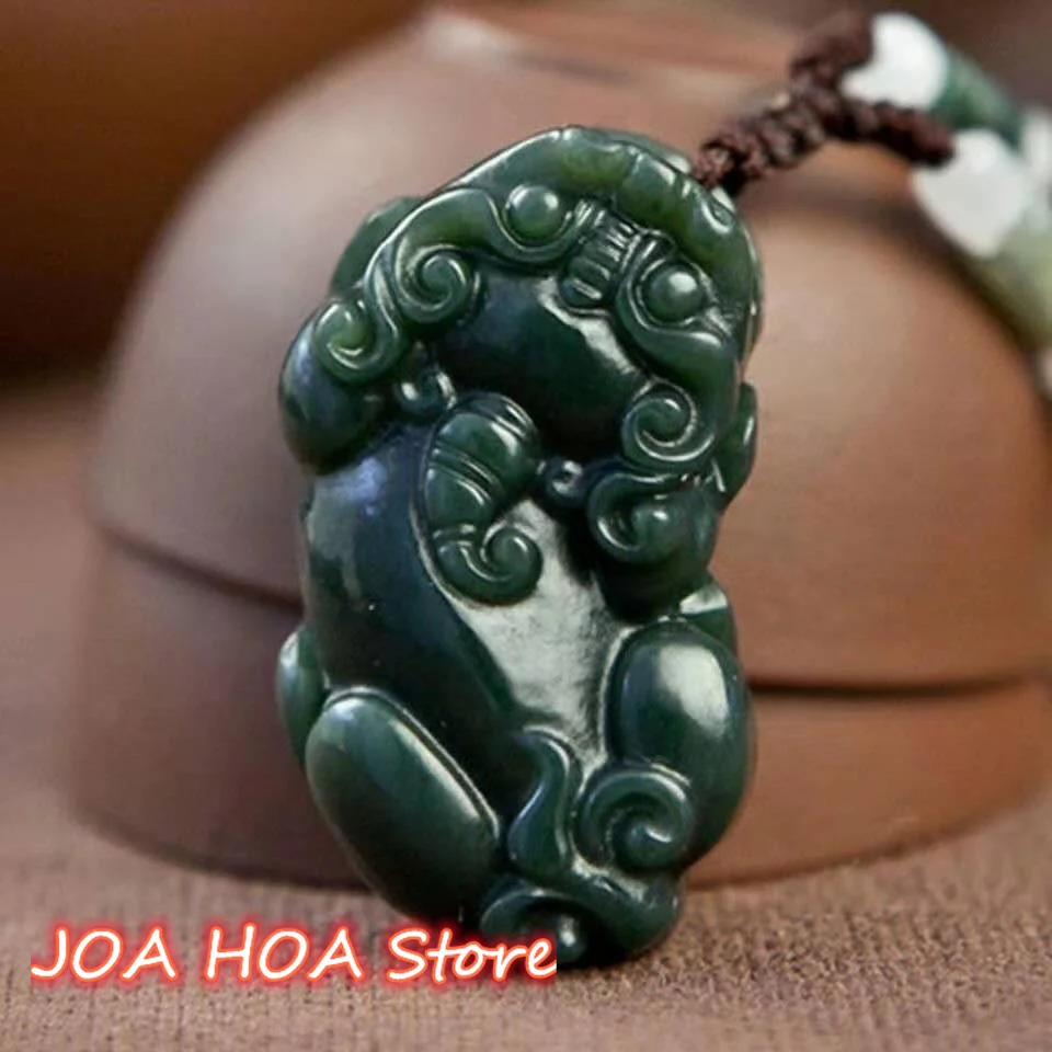 

Natural Hetian Qing Green Jade Money Pixiu Pendant Lucky Chain Men and Women Necklace Quality Jewelry