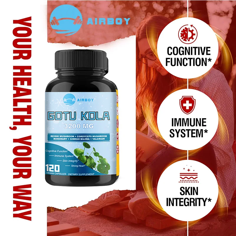 Gotu Kola Capsules - Brain, Cognition, Immune System, Skin, Energy & Circulation Supplement - Non-GMO & Gluten Free