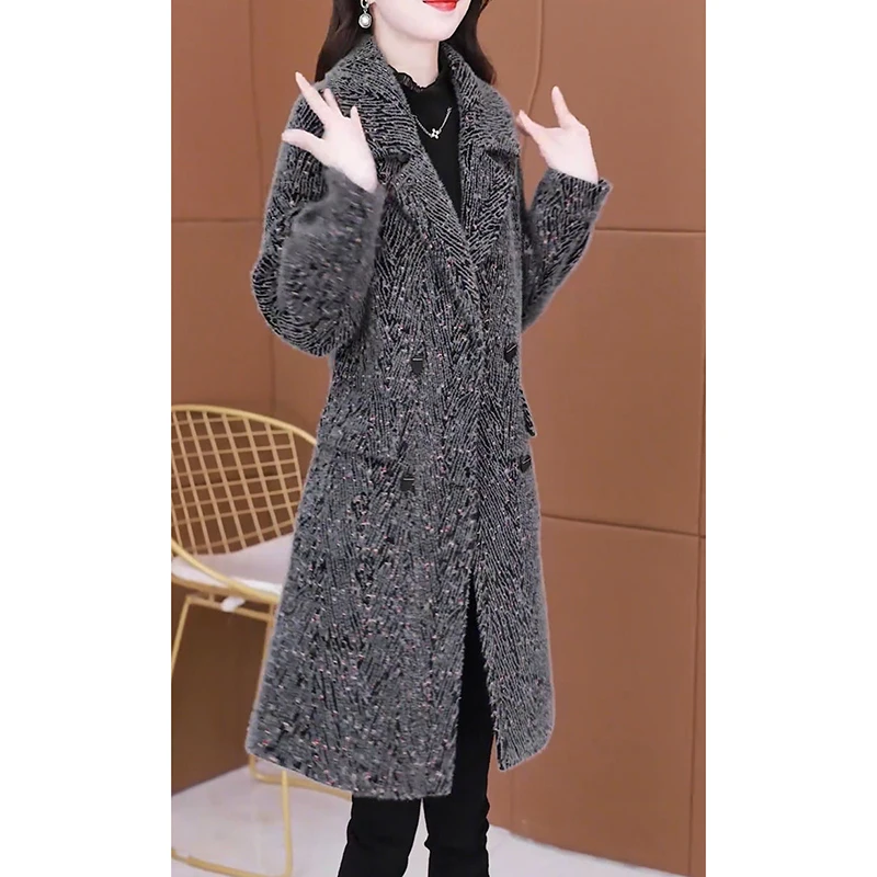 2025, Premium-Fleece-gefütterte, verdickte Jacke für Damen, Y2K-Chic, mittellanger Trenchcoat, Winter, lässig, langärmelig, modische Oberbekleidung