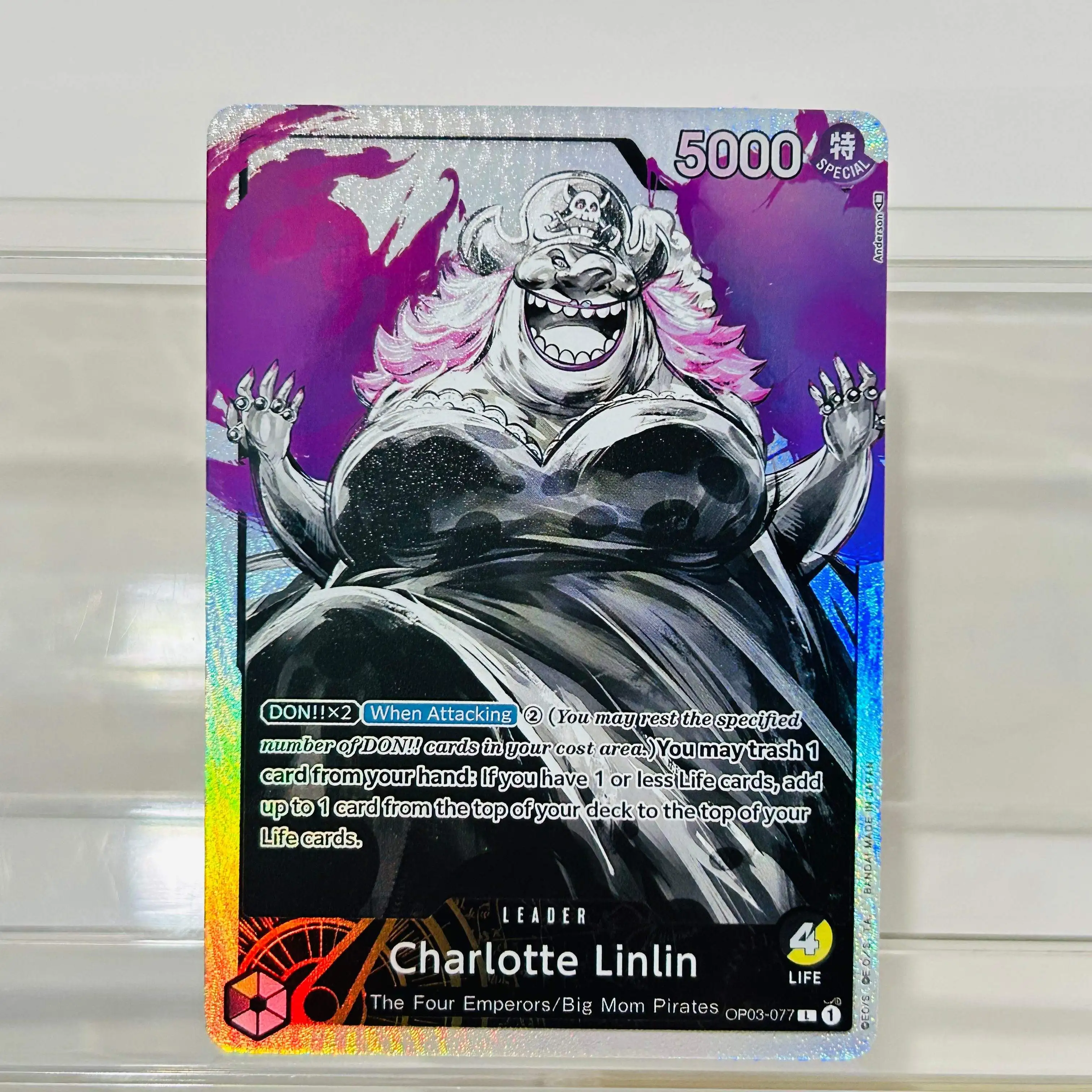 Carte de collection One Piece Charlotte Linlin OP03-077, version anglaise, texture holographique, carte de collection d'anime haut de gamme DIY