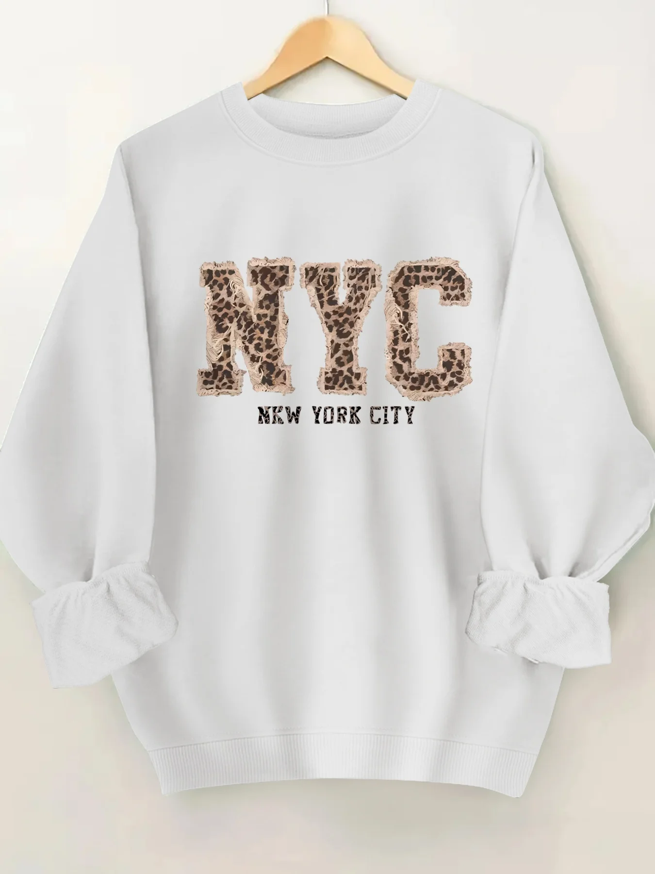 

Свитер с леопардовым принтом и буквами NYC New York City, повседневный, удобный, модный, подходит для осени и зимы