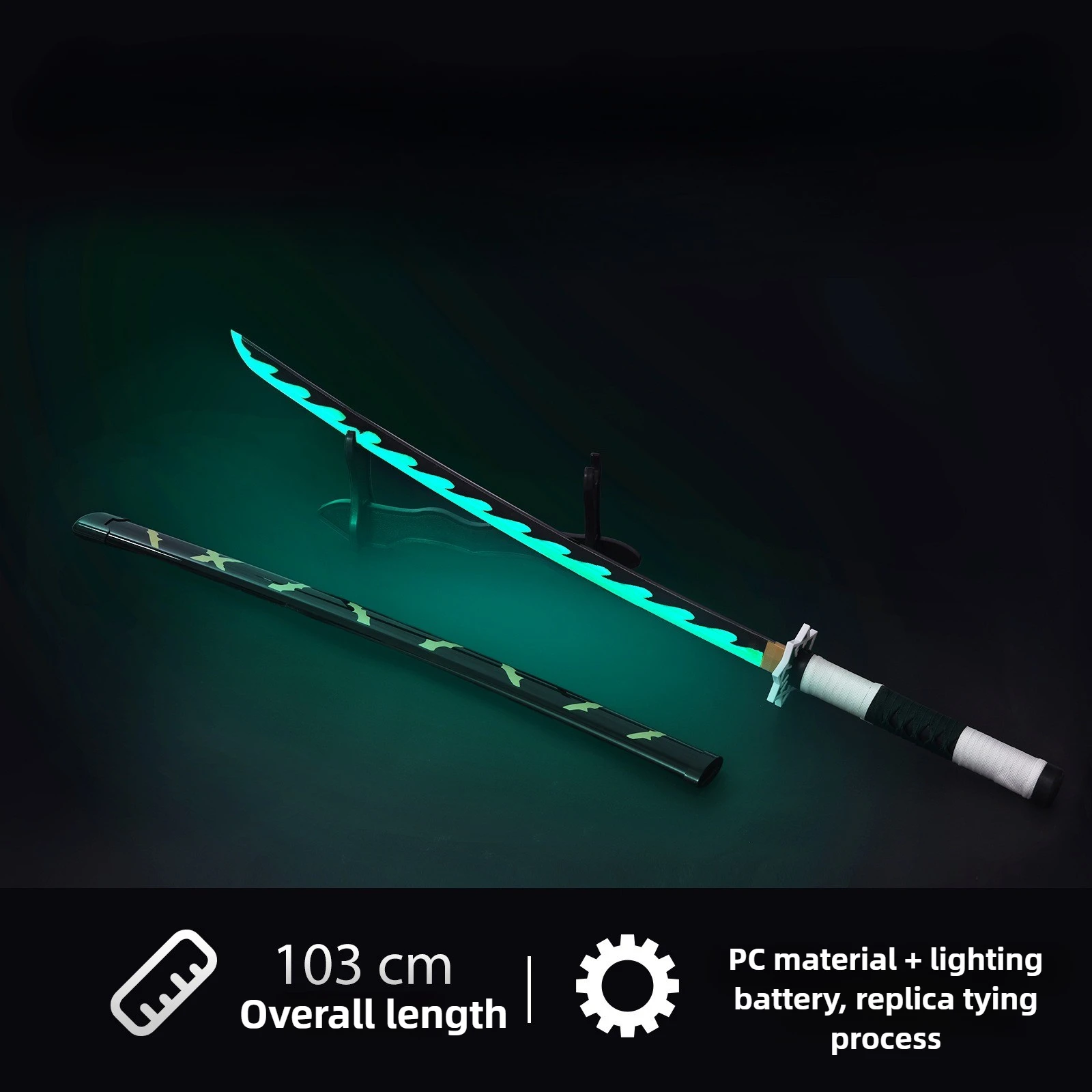 103 سنتيمتر شيطان القاتل كاتانا نيشيرين السيف تضيء شينازوجاوا سانيمي تأثيري الدعامة السيوف الساموراي البلاستيك الحرفية حلية الصبي هدية