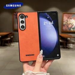 Luxury 2 in 1 Sheepskin Leather Slim Phone Case Samsung Galaxy Z Fold 6 5 4 3 Fold 6 5G Shockproof Fold Back Protective Cover