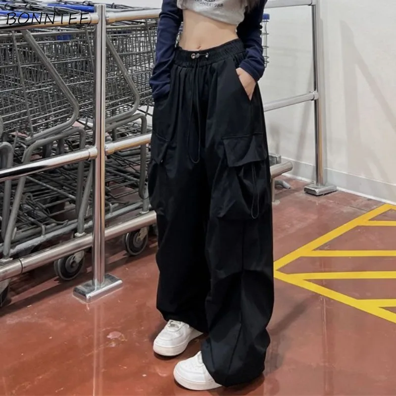 

Cargo Pants Women High Waist All-match Chic Casual Solid Ankle-tied Drawstring Korean Fashion College Spring Trousers Y2k Ins