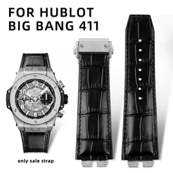 Quick Release Bracelet High Quality Genuine Cowhide Leather Watchband For Hublot Big Bang 411 Series strap 27mm Black Watch Belt