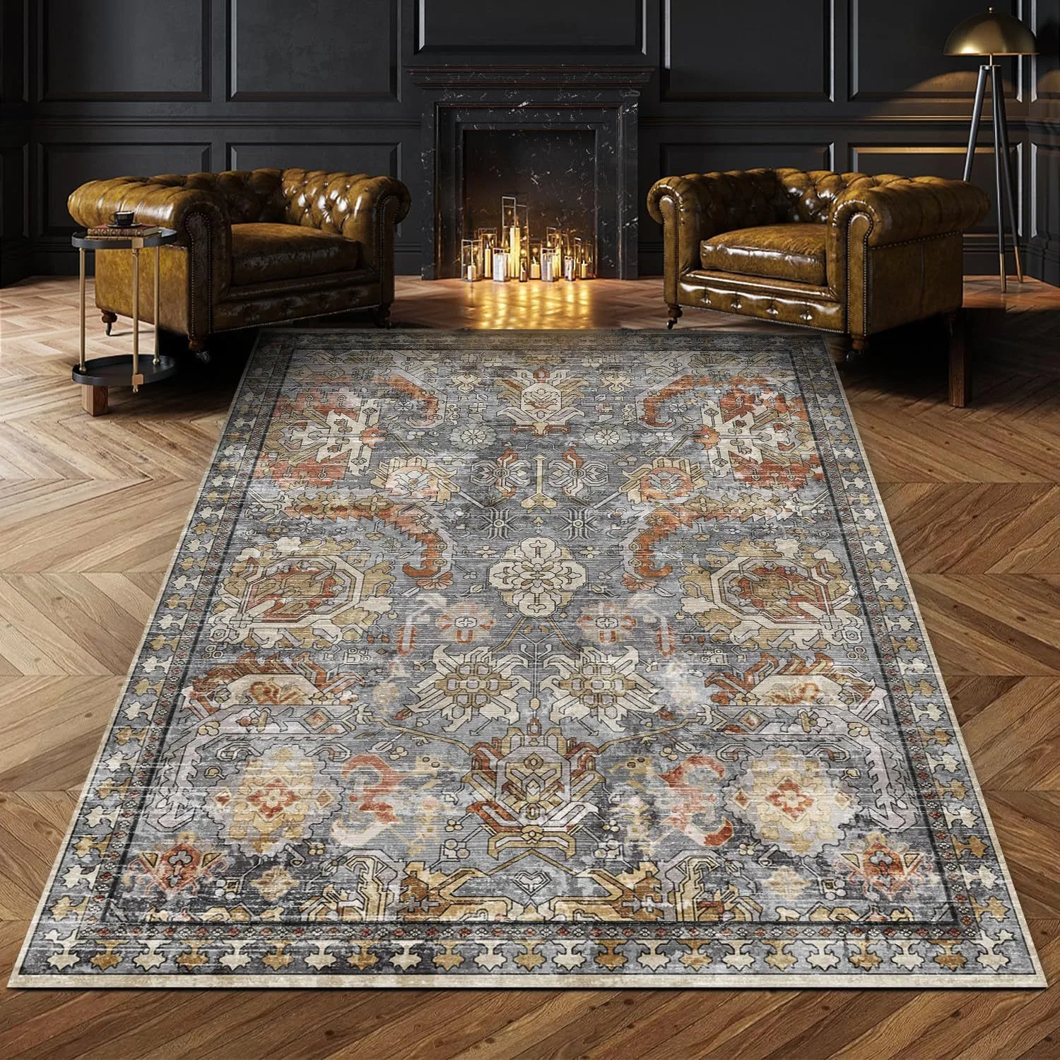 American Retro Style Rugs for Bedroom Large Area Living Room Decoration Plush Carpet Anti-slip Lounge Floor Mat Fluffy Soft Rug