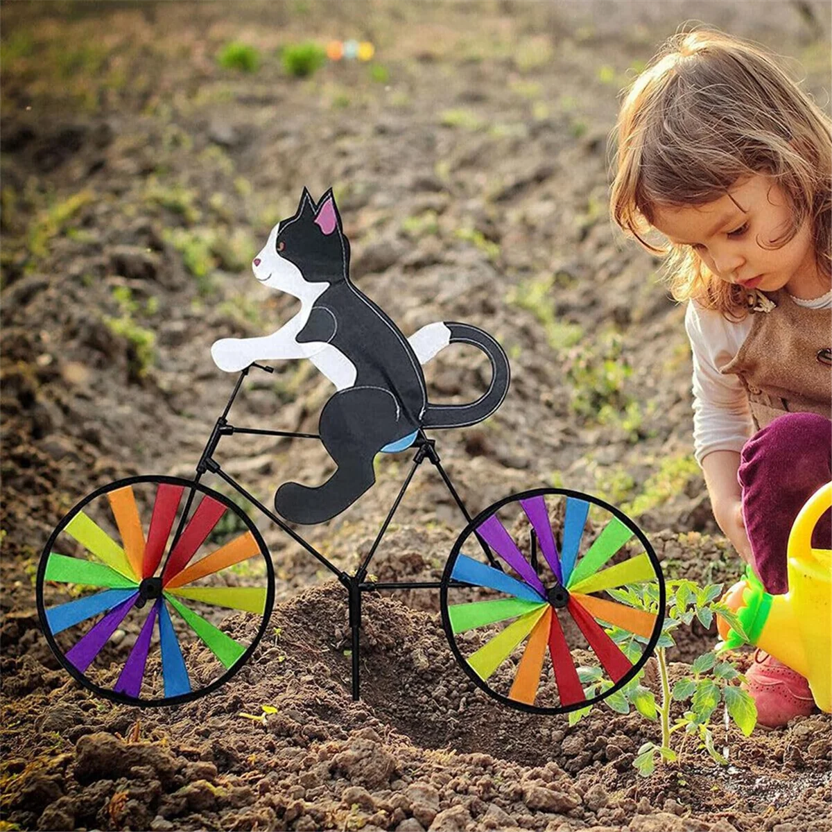 Bike Wind Spinner Bike Garden Wind Spinner Ornaments Cute Animal Sculpture Bicycle Spinner Windmill for Lawn B