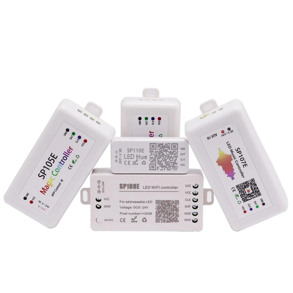 RGB Controller Dimmer Driver SP105E SP110E SP108E SP107E WIFI/Music Sync/Bluetooth Addressable Led Light Controller DC5-24V