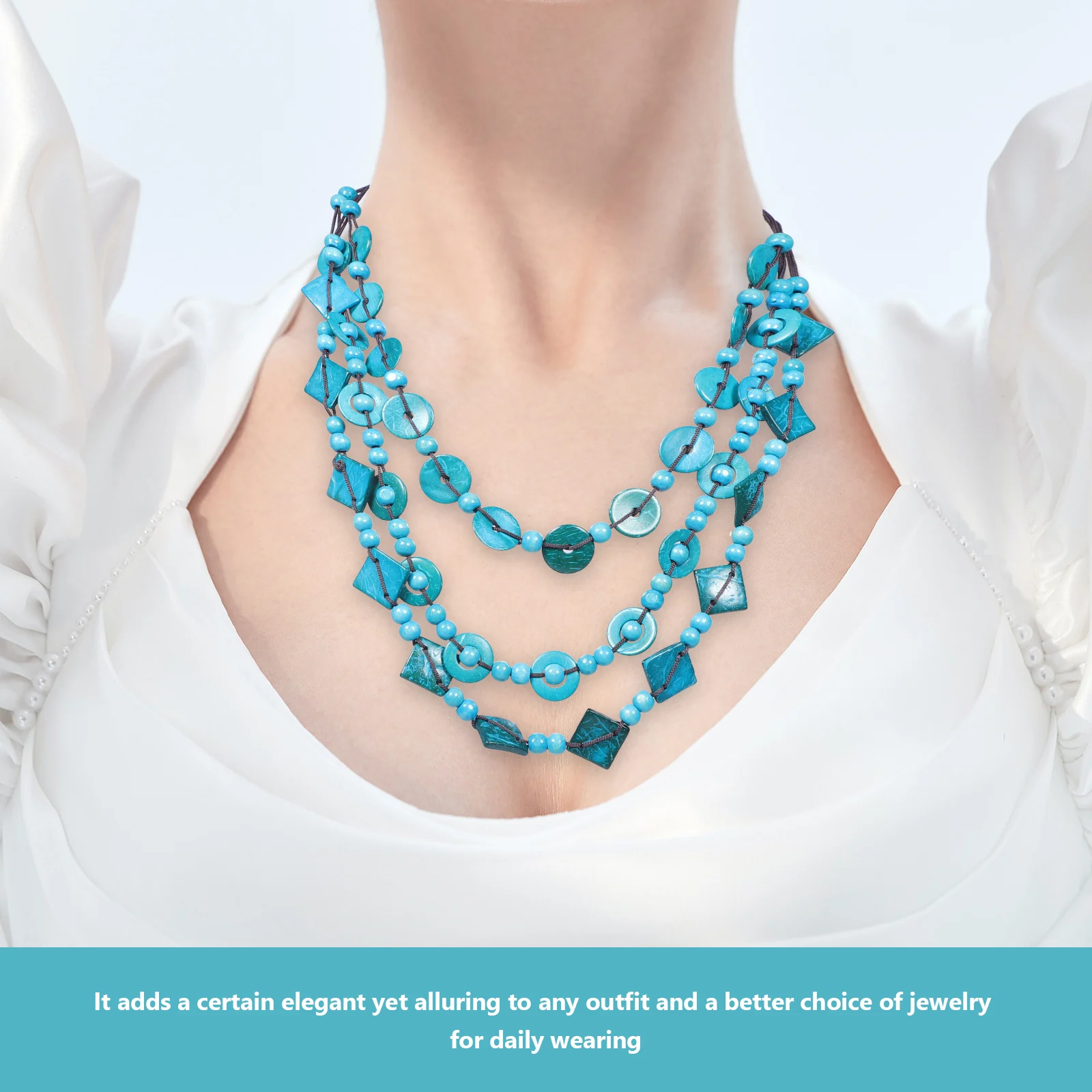 Retro geflochtene Kokosnussschale handgestrickter Holz Strandschmuck für Frauen Böhmen Stil Anhänger Ozean Halskette