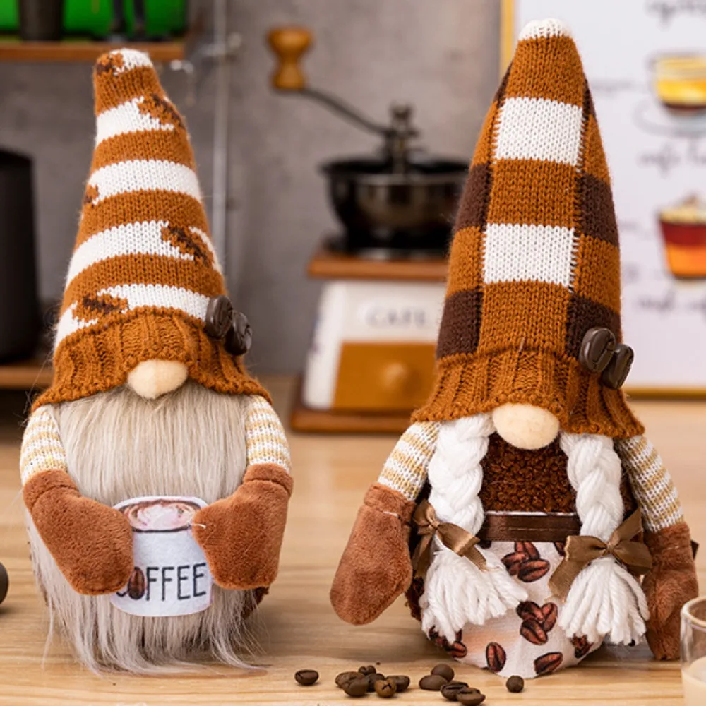 1/2 Pcs Coffee Gnome Coffee Bar Decoration, Handmade Swedish Gift Farmhouse Plush With Coffee Bag Christmas Kitchen Decoration