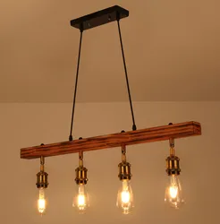 Retro loft industrial bar chandelier restaurant hot pot coffee shop wooden chandelier clothing shop background wall spotlight