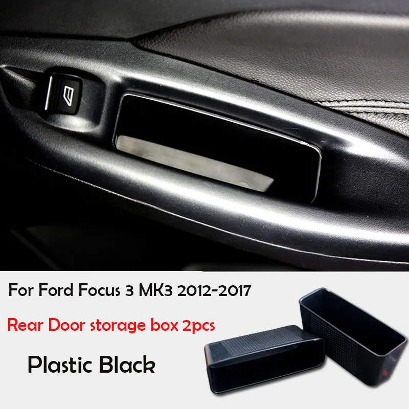 For Ford Focus 3 MK3 2012-2017 Car Accessories 2pc Front Rear Door Handle Storage Box Door Armrest Pallet Container Stowing Tray