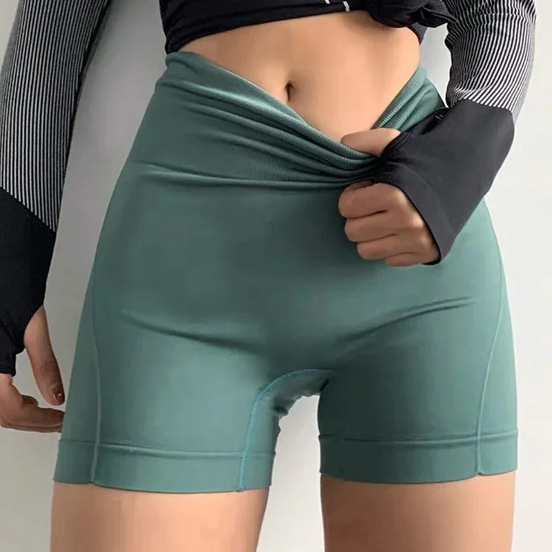 Pantaloncini sportivi a vita alta contrazione addominale Shaping Seamless Fitness Yoga pantaloncini corti da ciclismo pantaloni di sicurezza