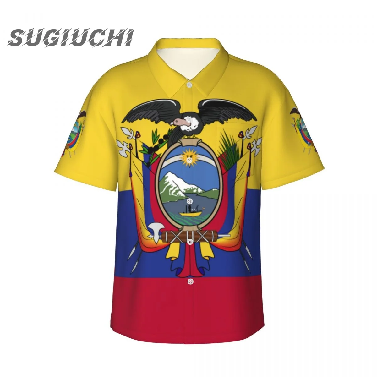 

Флаг Эквадора 3D гавайские рубашки для мужчин, пляжная рубашка с коротким рукавом, летняя повседневная одежда на пуговицах с цветочным принтом