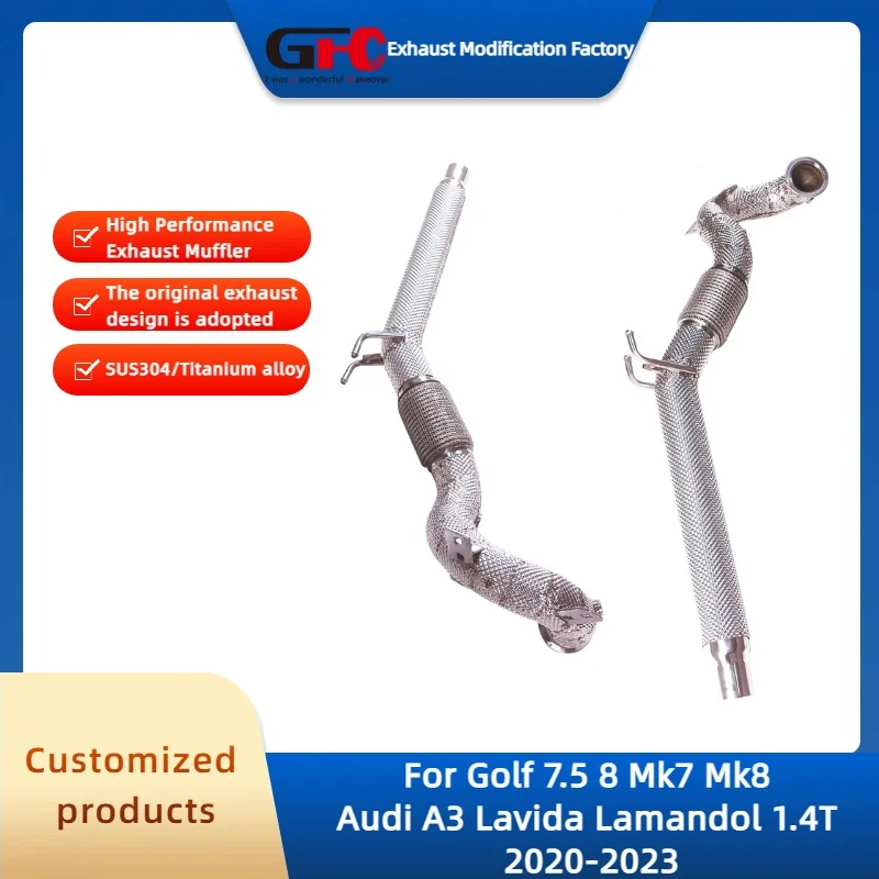 GFC Catless Downpipe for Golf 7.5 8 Mk7 Mk8 Audi A3 Lavida Lamandol 1.4T High Performance 304 Stainless Steel Car Exhaust System