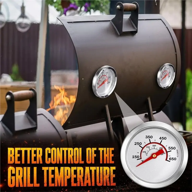IALJ-Charcoal Grill Thermometer Gauge(3-Pack), For BBQ, Range For Beef Lamb Meat Cooking- 50-800 F Wood Barbecue Heat Indicator