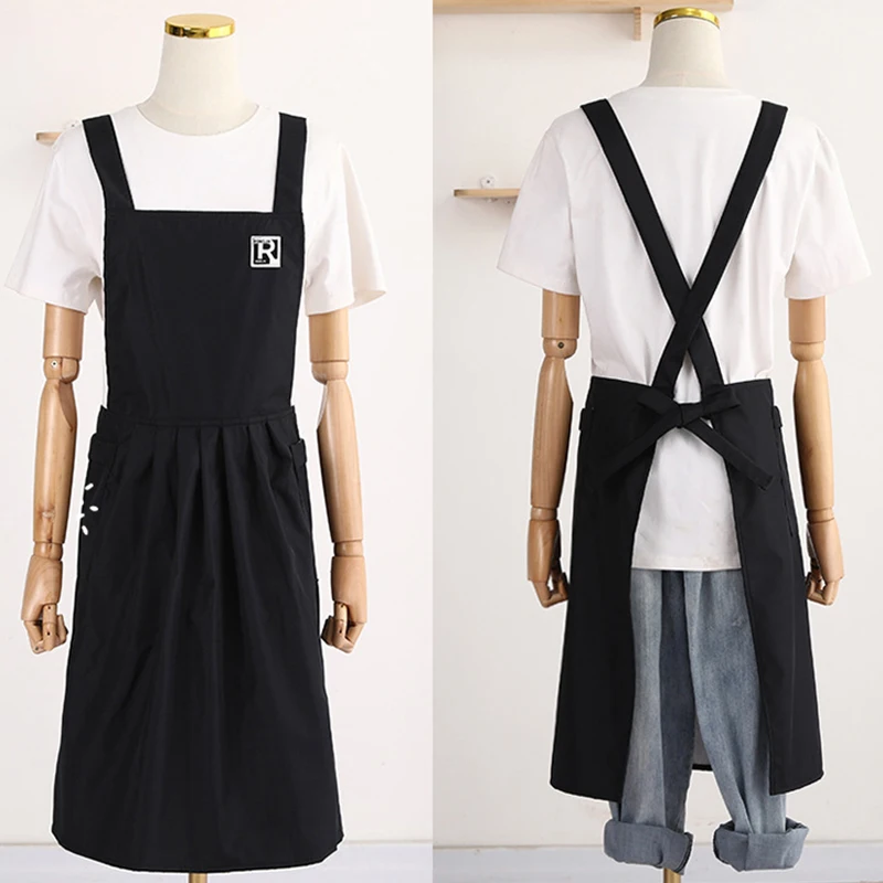 Waterproof Pleated Horse Face Aprons Home Kitchen Cooking Aprons Oil Resistant Catering Nail Art Apron