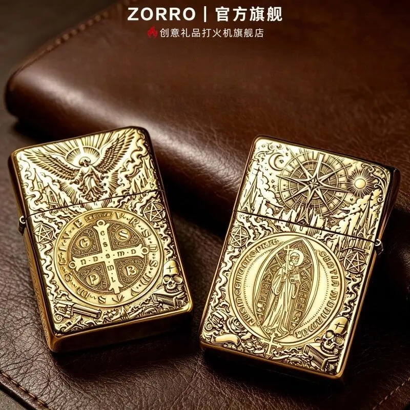 ZORRO New Constantine-Redemption Angel Wings Engraved Windproof Kerosenes Lighter As A Gift for Men Smoking Accessories