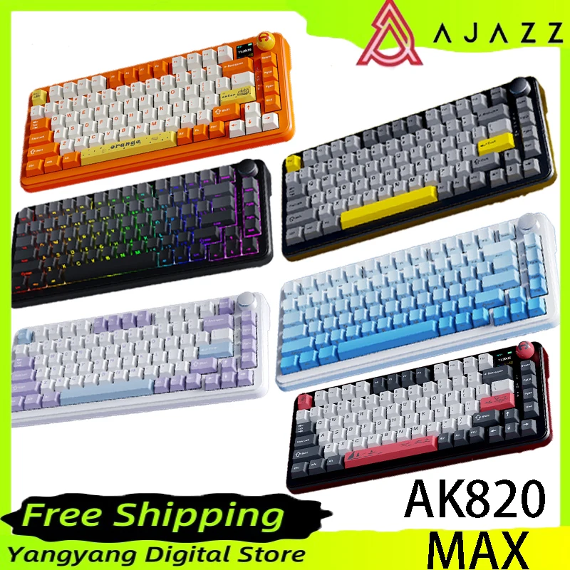 Imagem -01 - Teclado Mecânico Bluetooth Gasketstructure Hot-swappable Tft Color Screen Gaming 3-mode Ajazz-ak820max teclado mecanico bluetooth gasketstructure hot swappable tft color screen gaming 3 mode ajazz ak820max 01