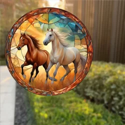 Home Decoration Static Cling Glass Sticker, Adhesive Free Window Sticker, Sunshine Capture Collision Art Stickers - Horse#50