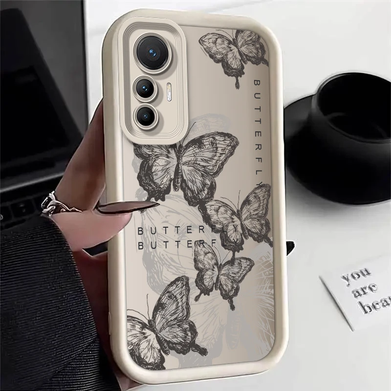 Mi12 Butterfly Silicone Phone Case On For Xiaomi Mi 12 12X 12S 12T Lite Pro 4G 5G Len Protect Cover MI12X MI12S MI12 T MI 12PRO
