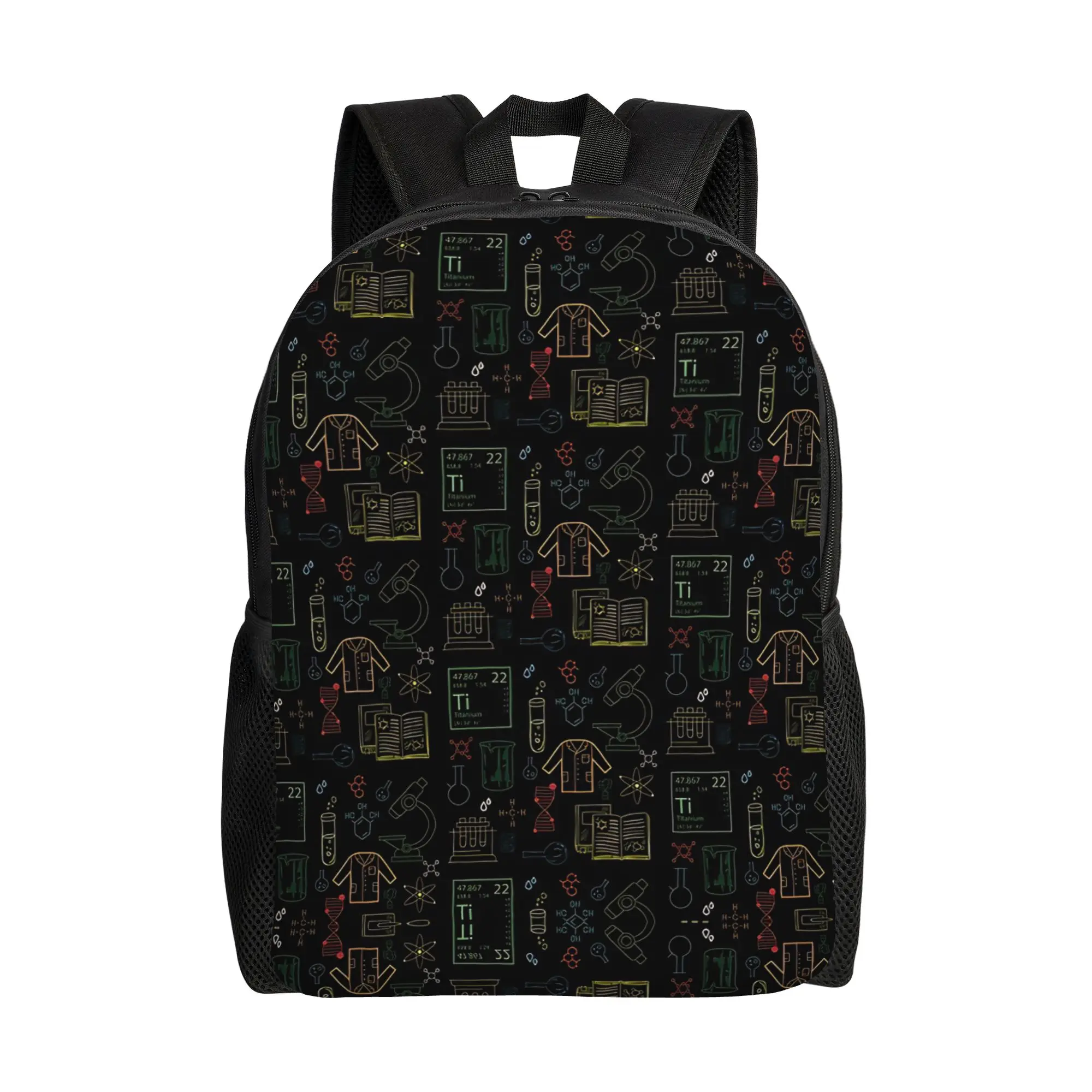 Chemistry Science Test Tubes Lab School Subject Backpack  Women Polyester Travel Backpacks Durable High School Bags Rucksack