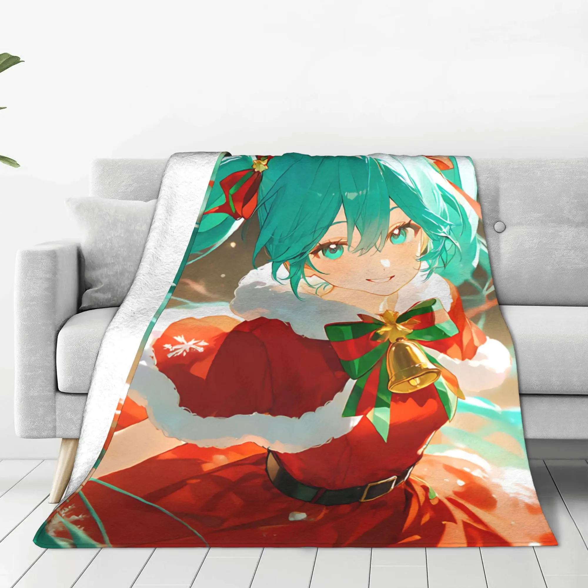 1PC home Cutecore Christmas Exclusive  Hatsune Miku  Blanket Super Cosy Plush Home Living Room Sofa halloween