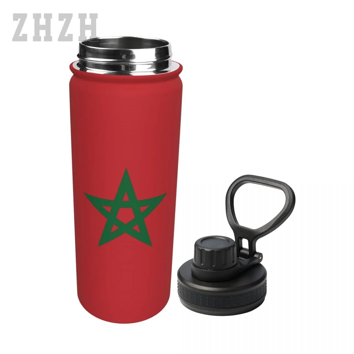 Unisex Sports Water Thermos Bottle Morocco Flag Moroccan 304 Stainless Steel Double-layer Insulation Cold And Hot Travel