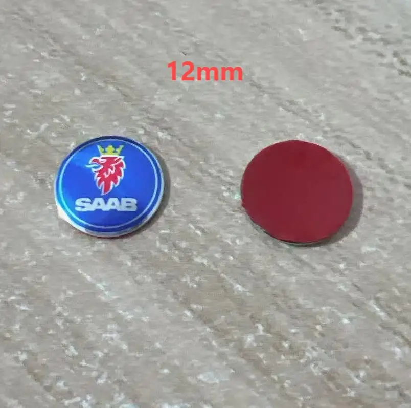 5X جديد 12 مللي متر شعار سيارة الألومنيوم مفتاح السيارات فوب ملصق بعيد لتزيين شارة السيارة ساب