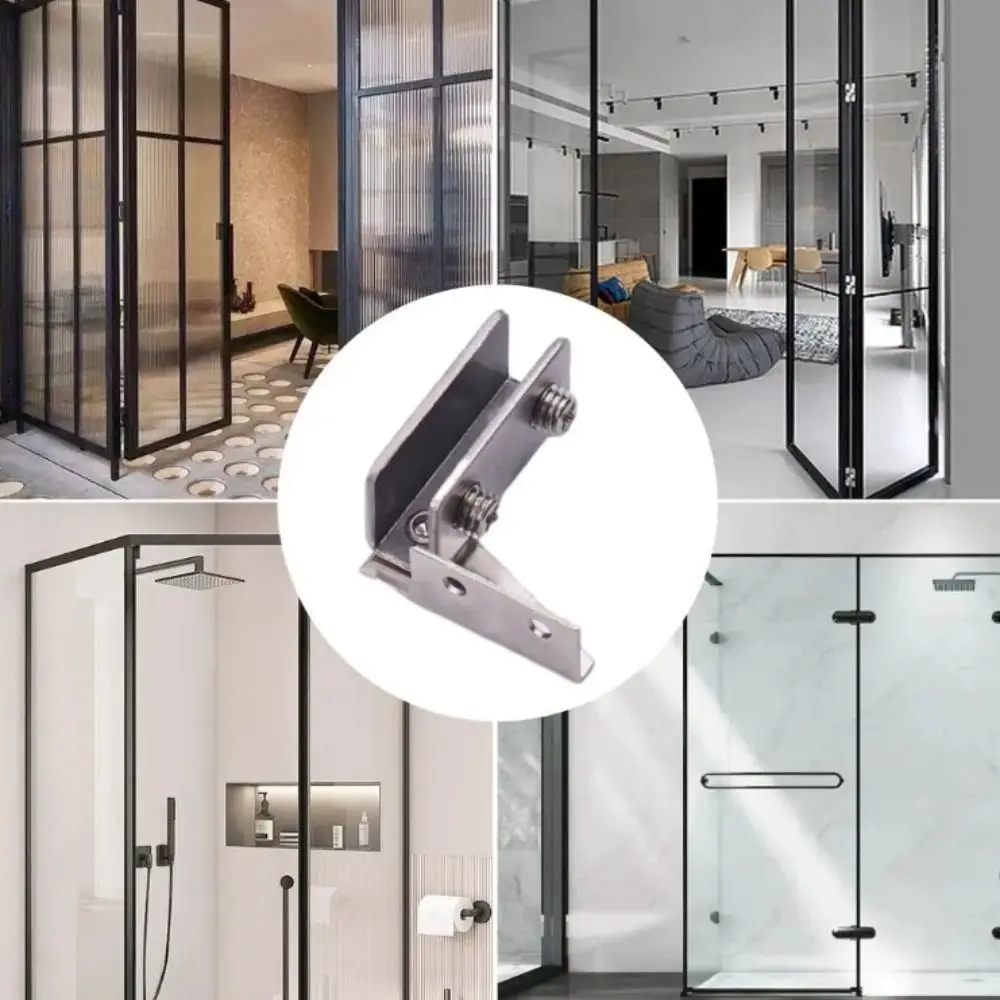 Non-perforated Glass Door Hinge Stainless Steel Without Drilling Display Cabinet Hinge High Quality Side Mounted