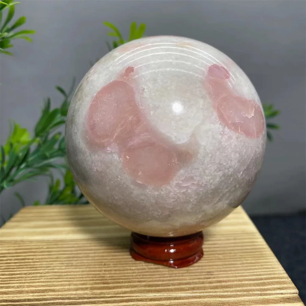 

Розовый опаловый шар из натурального камня, сфера, кристалл, исцеление, украшение комнаты, медитация, Рейки, колдовство, драгоценный камень + подставка
